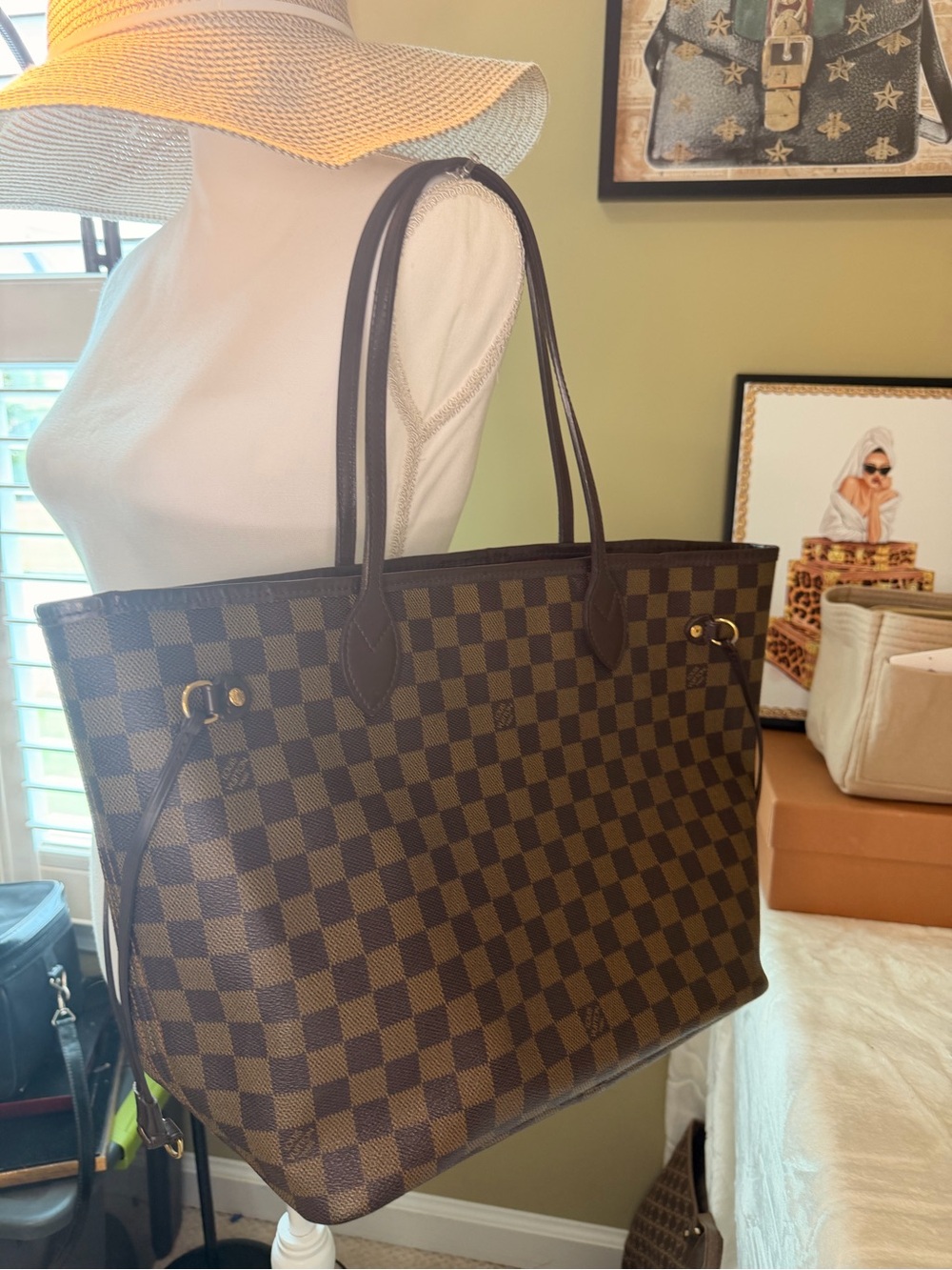 Louis Vuitton Damier Ebene Neverfull MM Tote with Red Interior - Picture 16 of 16